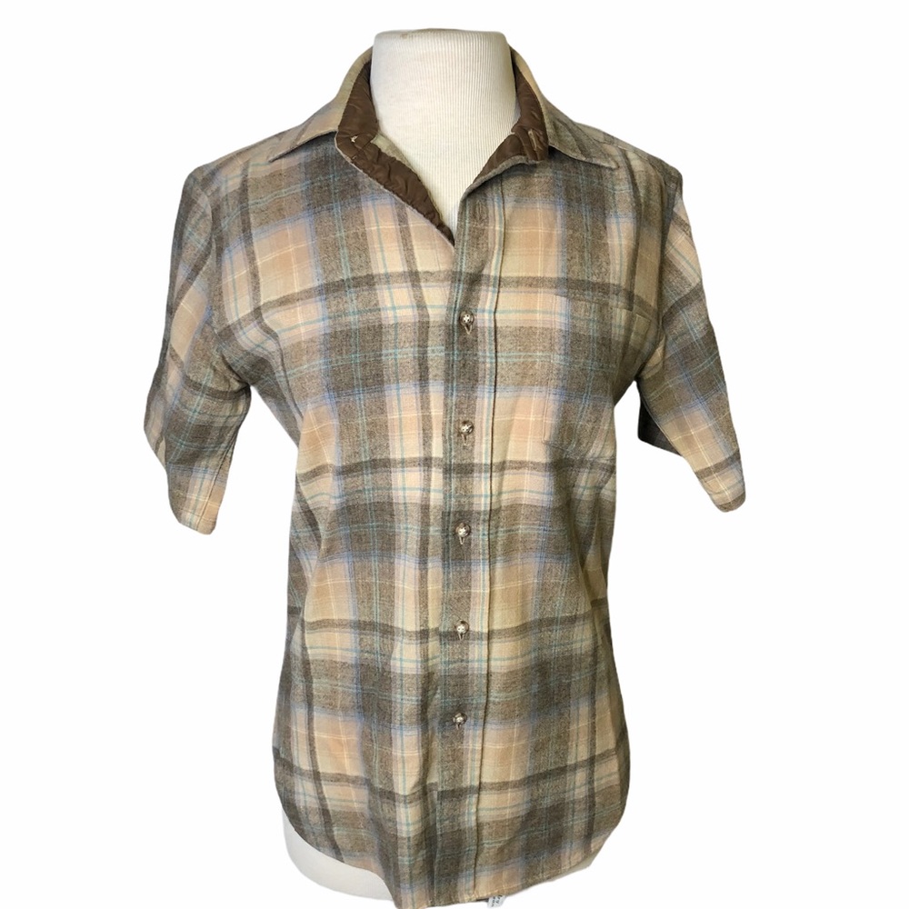 Pendleton short sleeve wool plaid button up